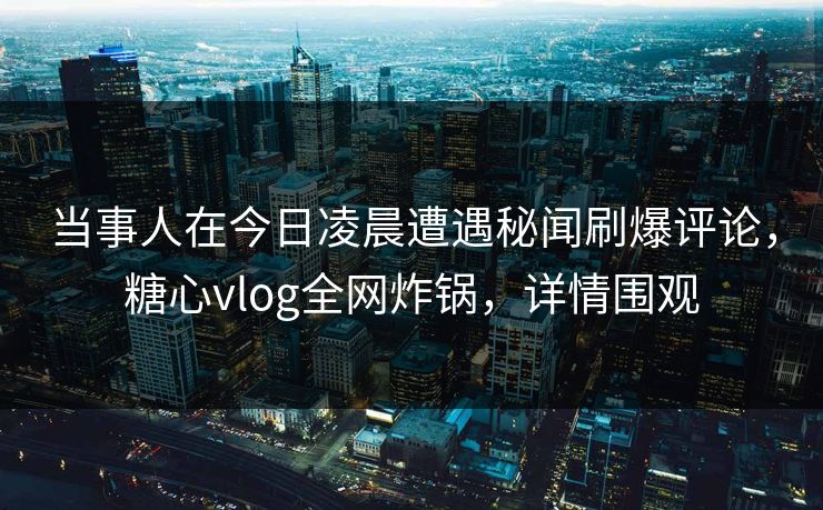 当事人在今日凌晨遭遇秘闻刷爆评论，糖心vlog全网炸锅，详情围观