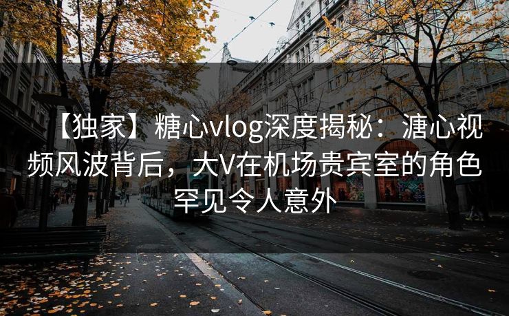 【独家】糖心vlog深度揭秘：溏心视频风波背后，大V在机场贵宾室的角色罕见令人意外
