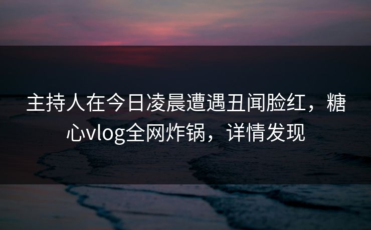 主持人在今日凌晨遭遇丑闻脸红，糖心vlog全网炸锅，详情发现