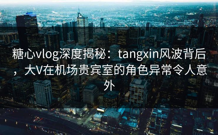 糖心vlog深度揭秘：tangxin风波背后，大V在机场贵宾室的角色异常令人意外