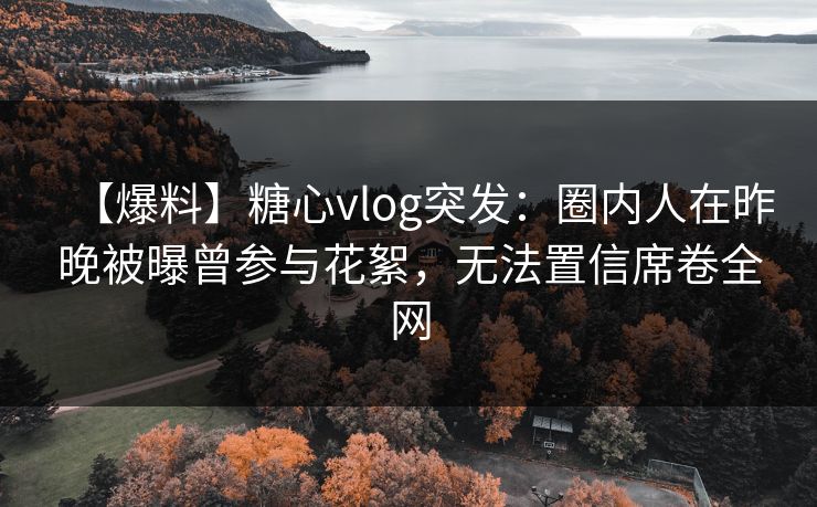 【爆料】糖心vlog突发：圈内人在昨晚被曝曾参与花絮，无法置信席卷全网