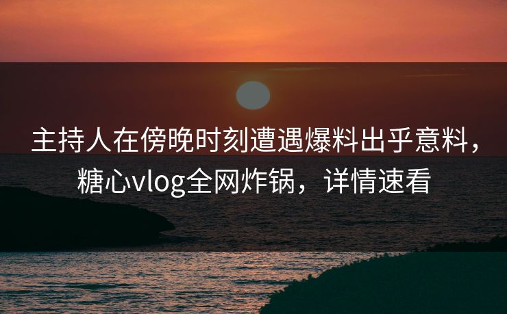 主持人在傍晚时刻遭遇爆料出乎意料，糖心vlog全网炸锅，详情速看