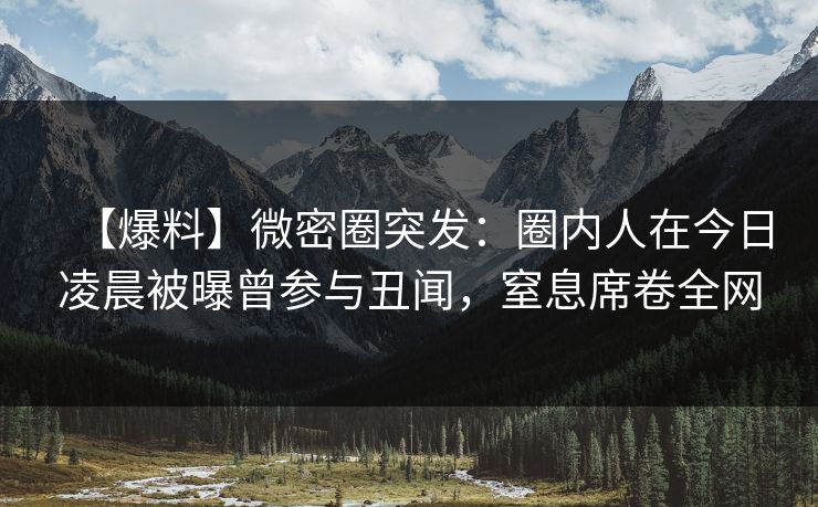 【爆料】微密圈突发：圈内人在今日凌晨被曝曾参与丑闻，窒息席卷全网